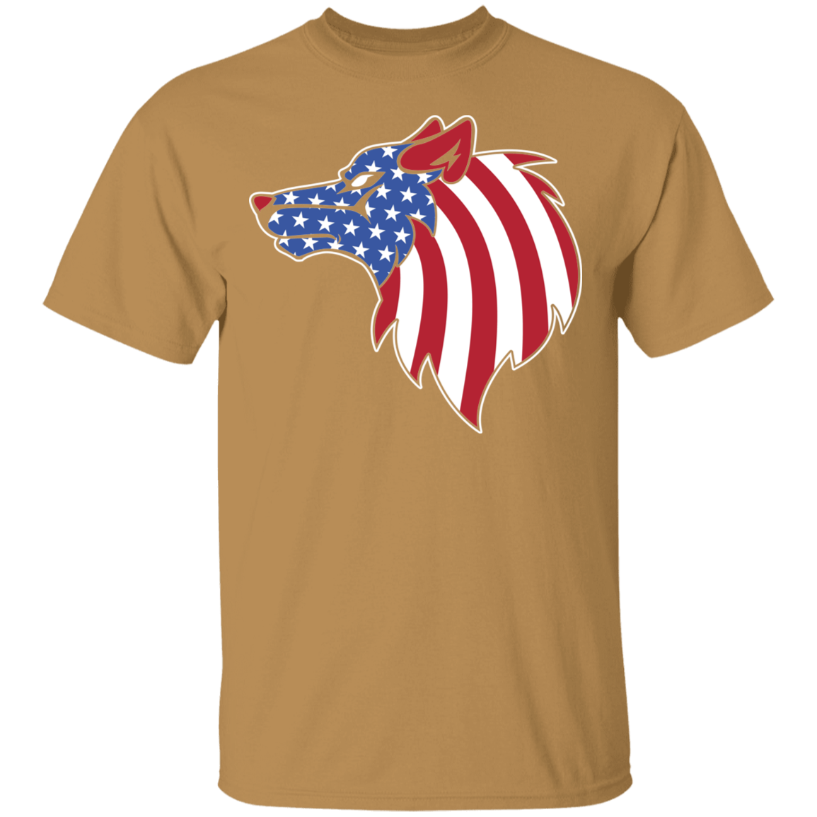 Wolf American Flag USA T-Shirt