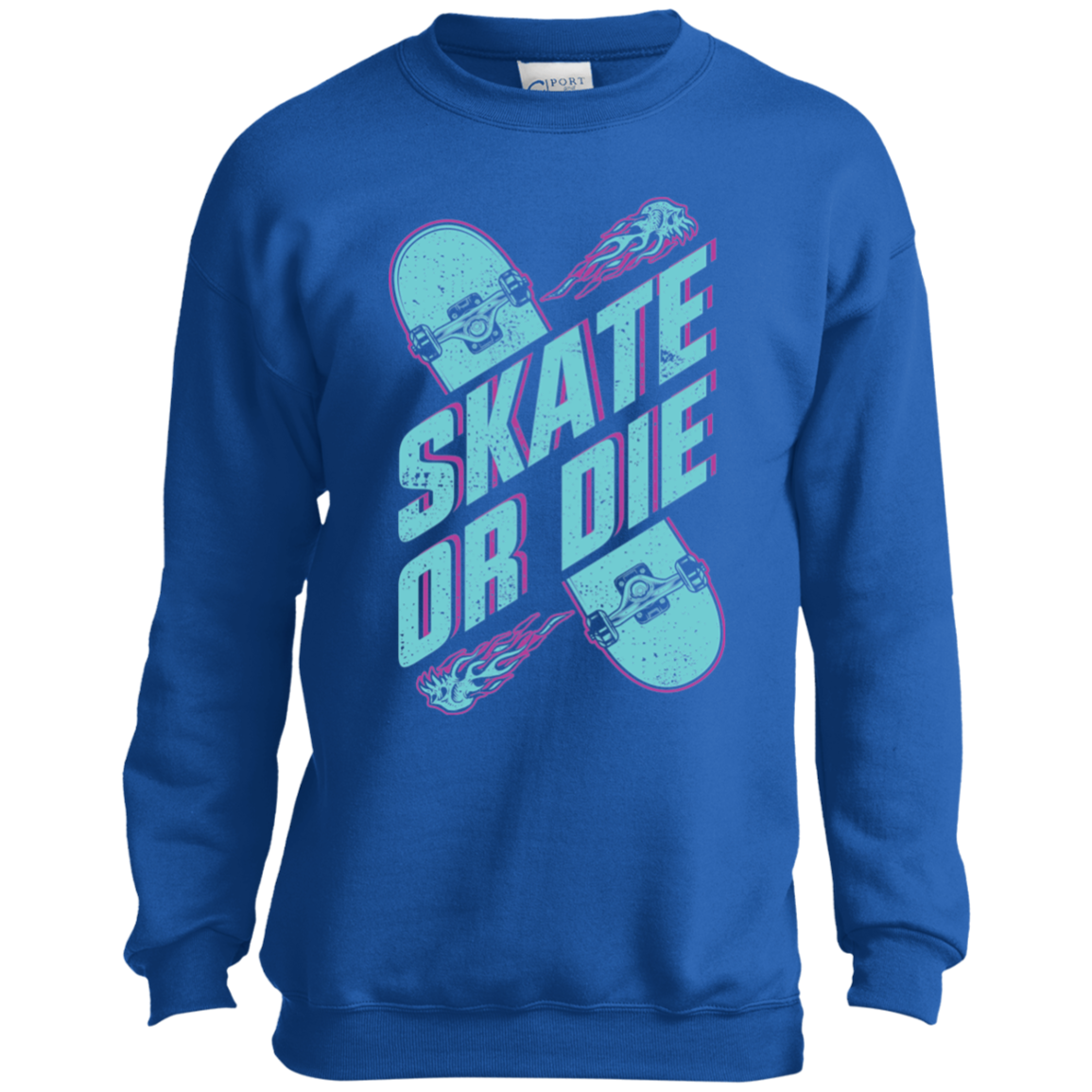 Skate or Die Skateboarding Skating Youth Crewneck Sweatshirt