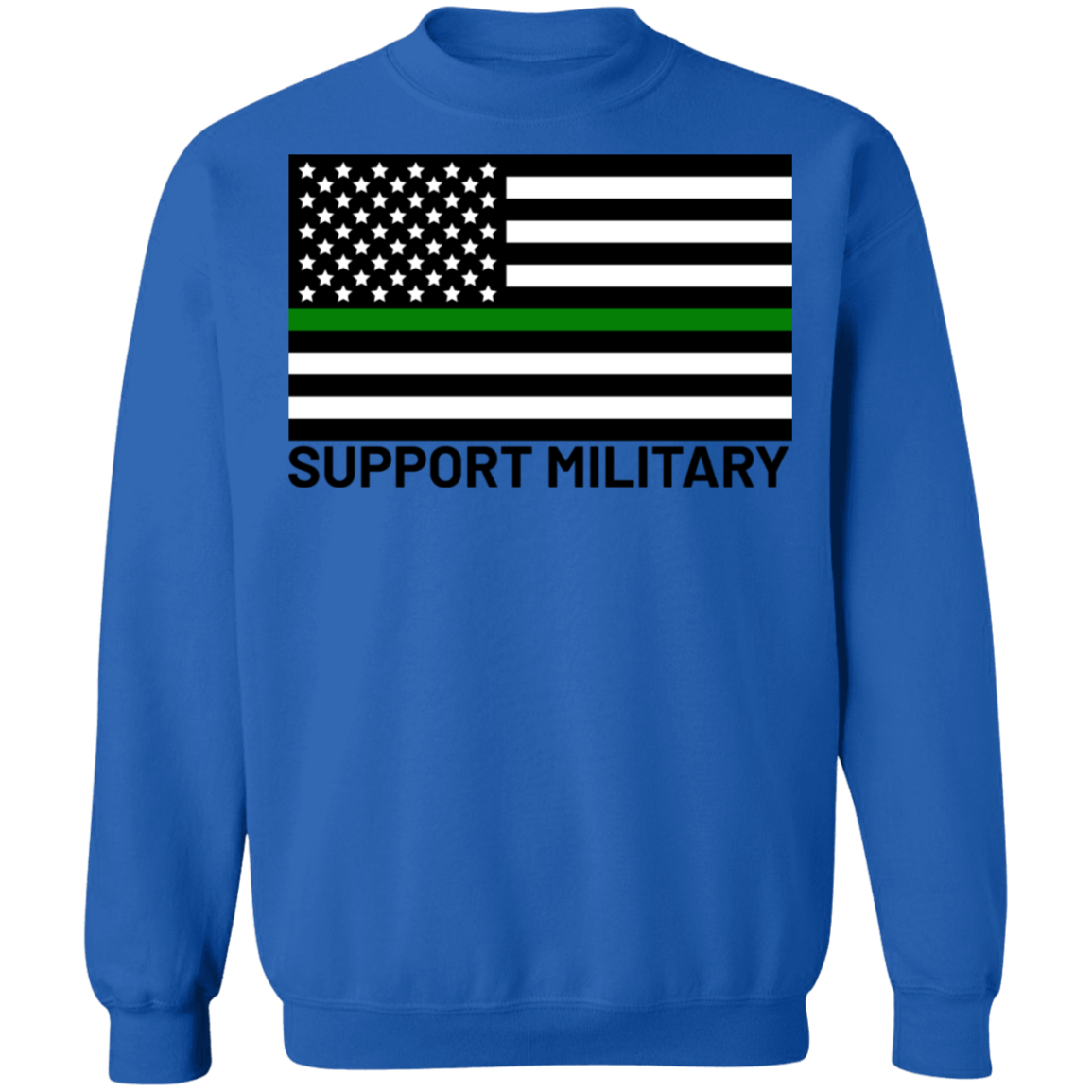 Support Military Green Line American Flag Crewneck Sweatshirt