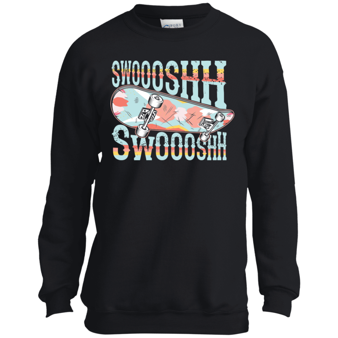 Swoosh Swoosh Skateboard Skateboarding Youth Crewneck Sweatshirt
