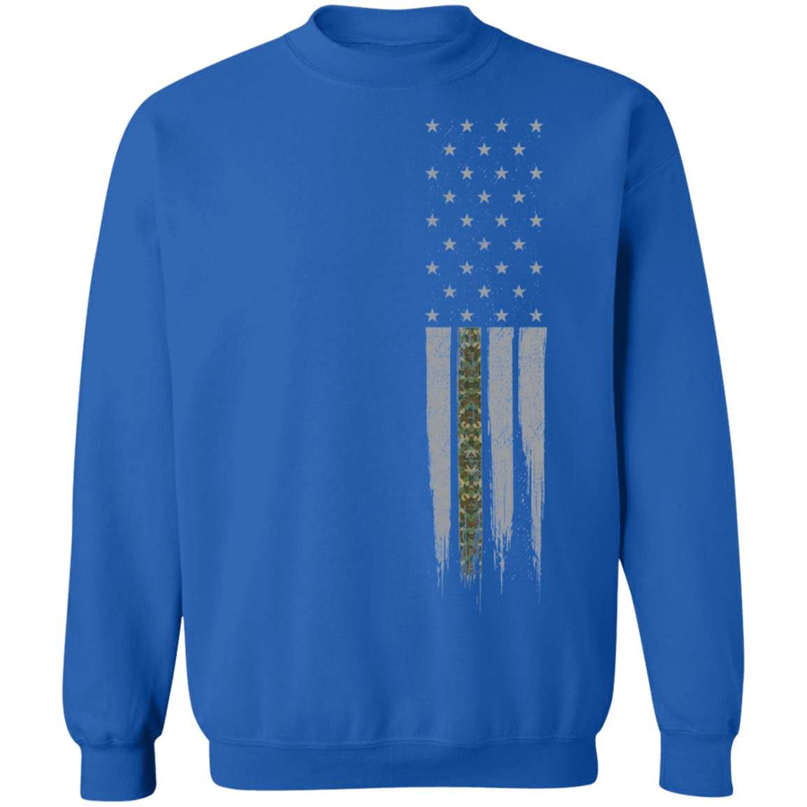 Military Camo Thin Line American Flag Crewneck Sweatshirt