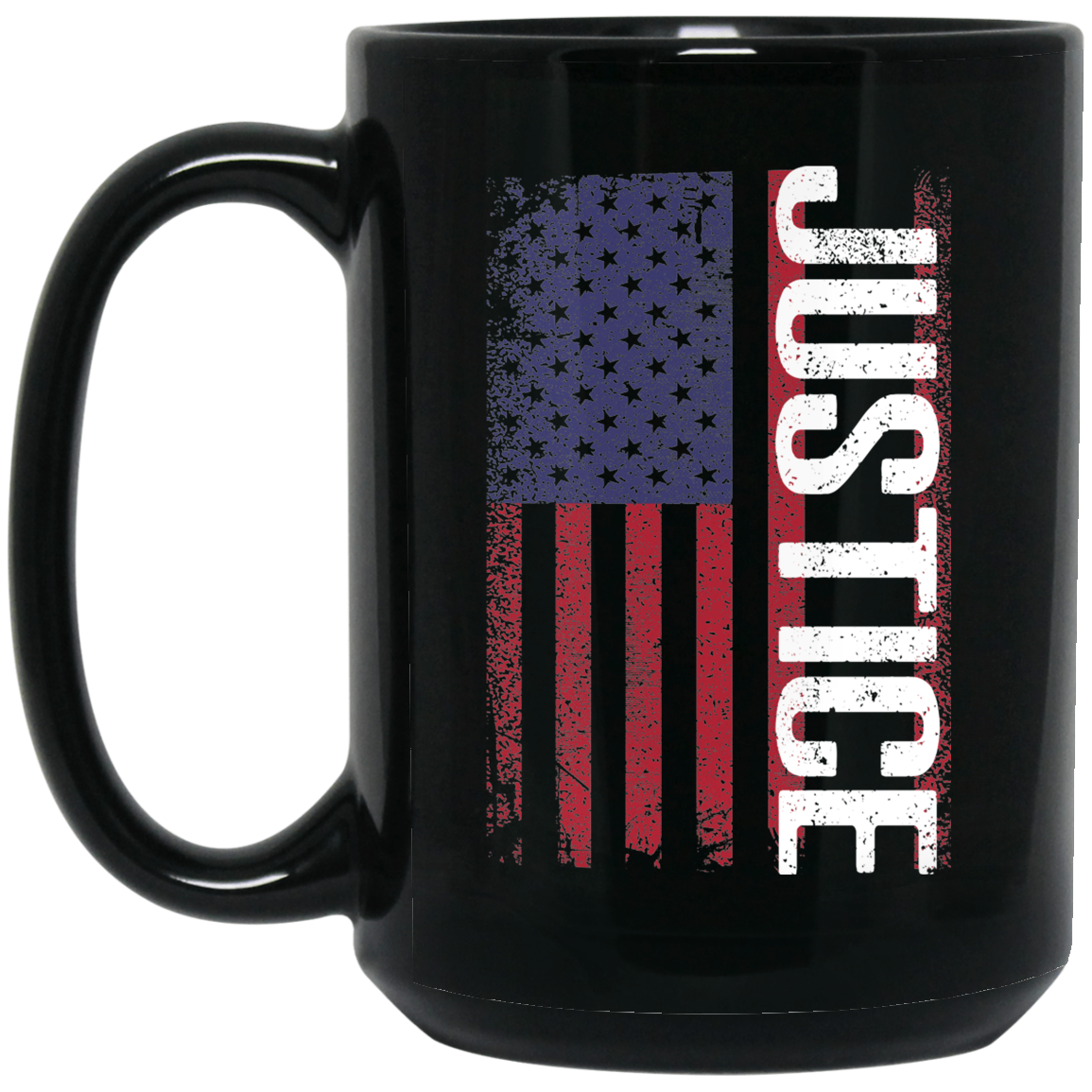 Wheel Spin Addict 15 oz Mug, Justice American Flag Black Mug