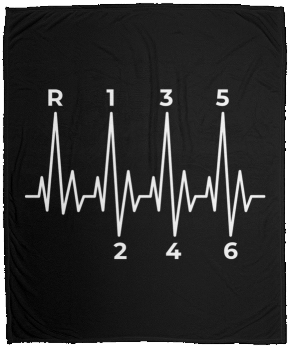 6 Speed Manual Heartbeat Stick Shift Fleece Blanket - 50x60