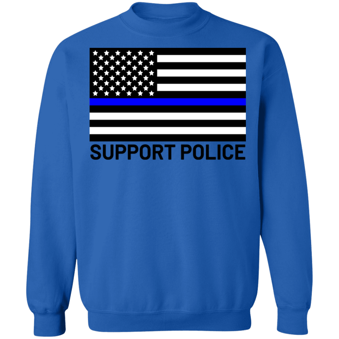 Support Police Blue Line American Flag Crewneck Sweatshirt