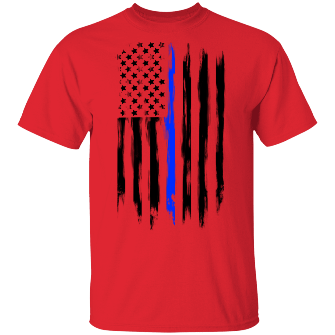 Law Enforcement Thin Blue Line American Flag T-Shirt