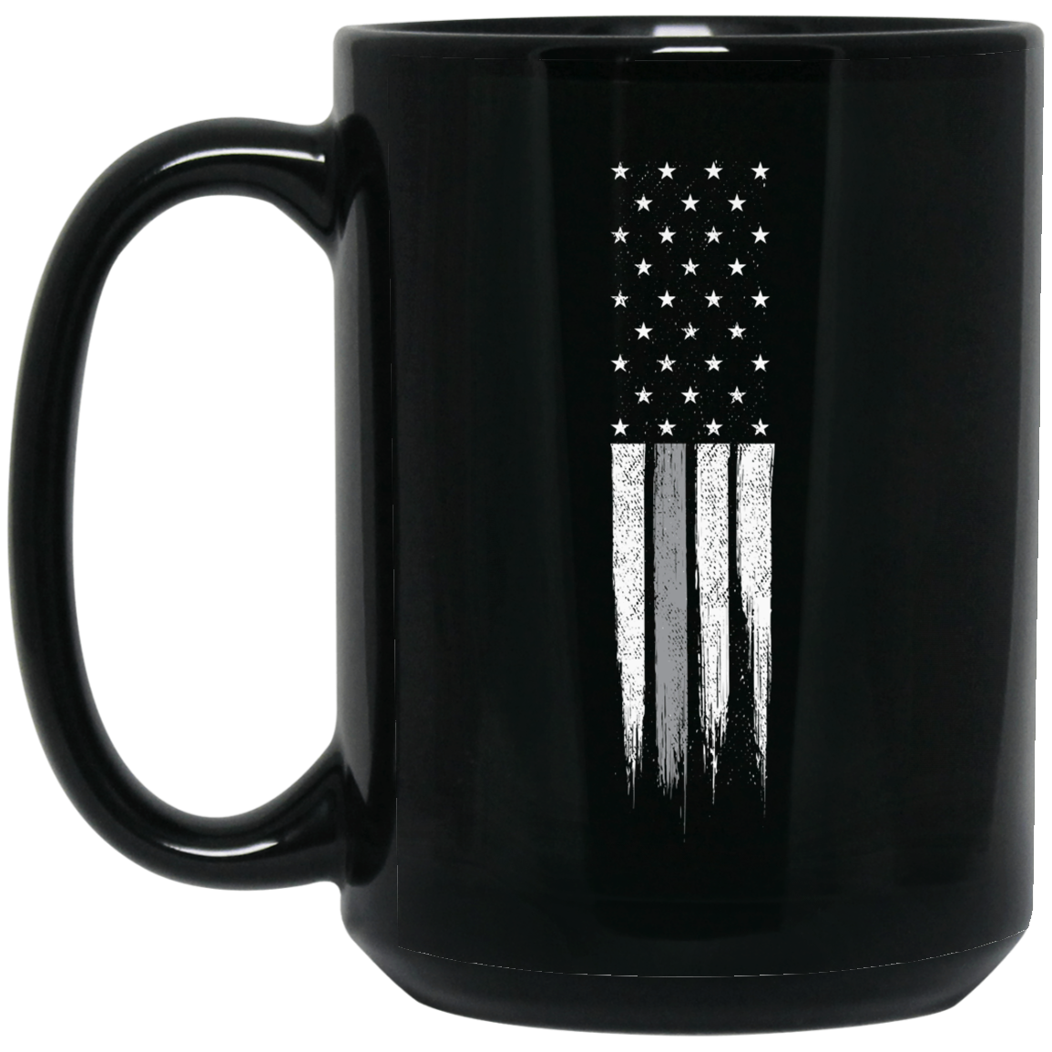 Wheel Spin Addict 15 oz Mug, Corrections Thin Line American Flag Black Mug