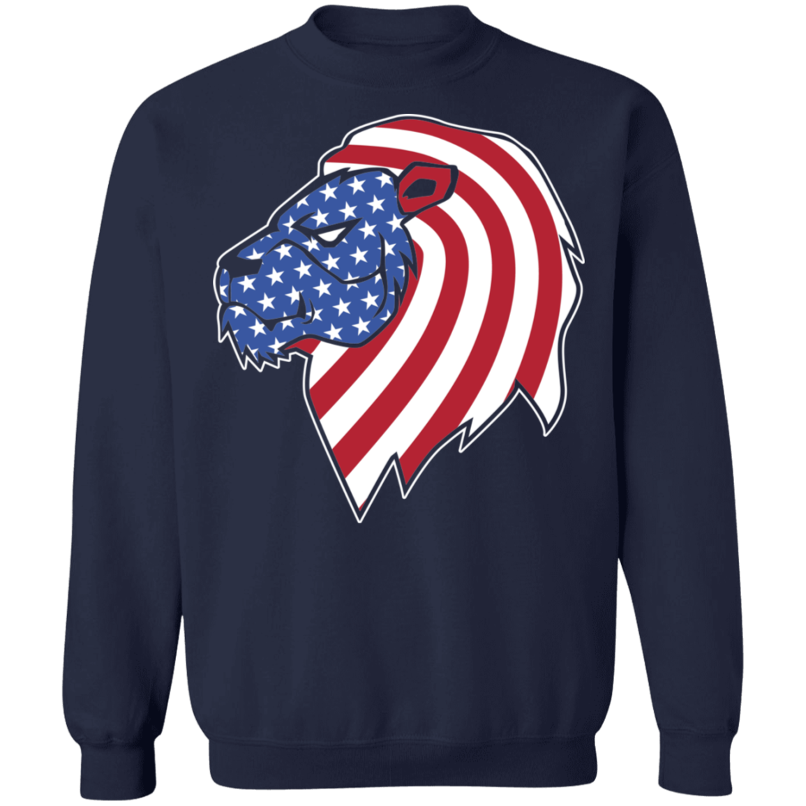 Lion American Flag USA Crewneck Sweatshirt