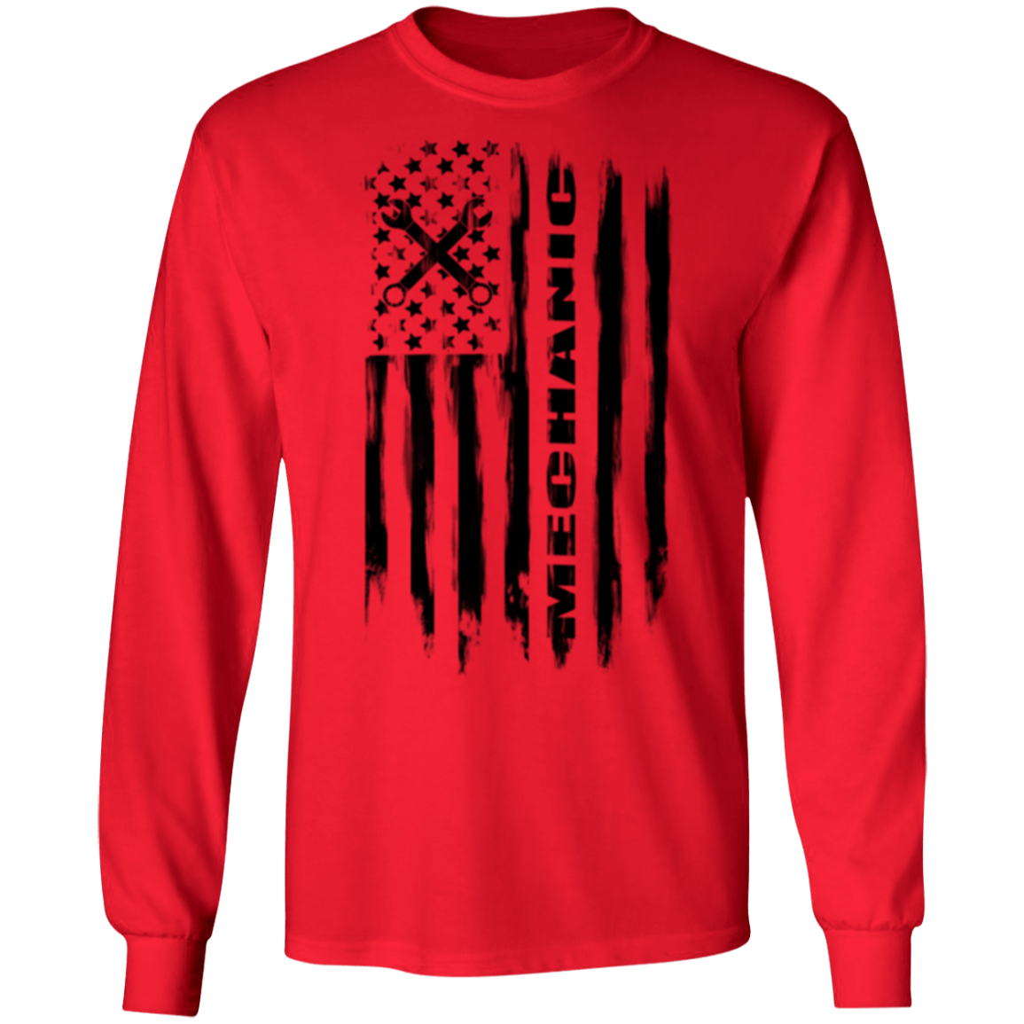 Mechanic Automotive Repair Enthusiast American Flag Long Sleeve T-Shirt
