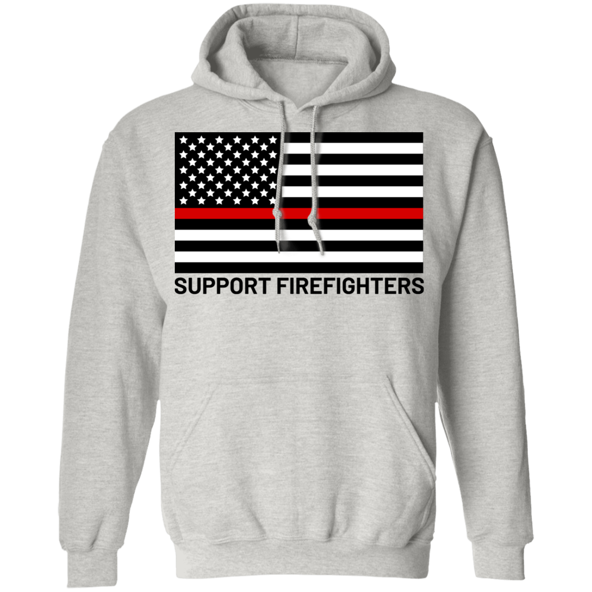 Support Firefighters Red Line American Flag Pullover Hoodie
