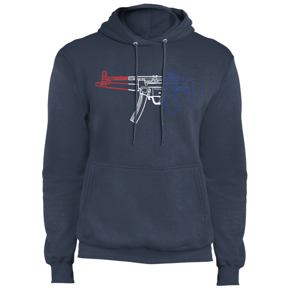 MP5 Firearm Rifle Red White Blue Pullover Hoodie