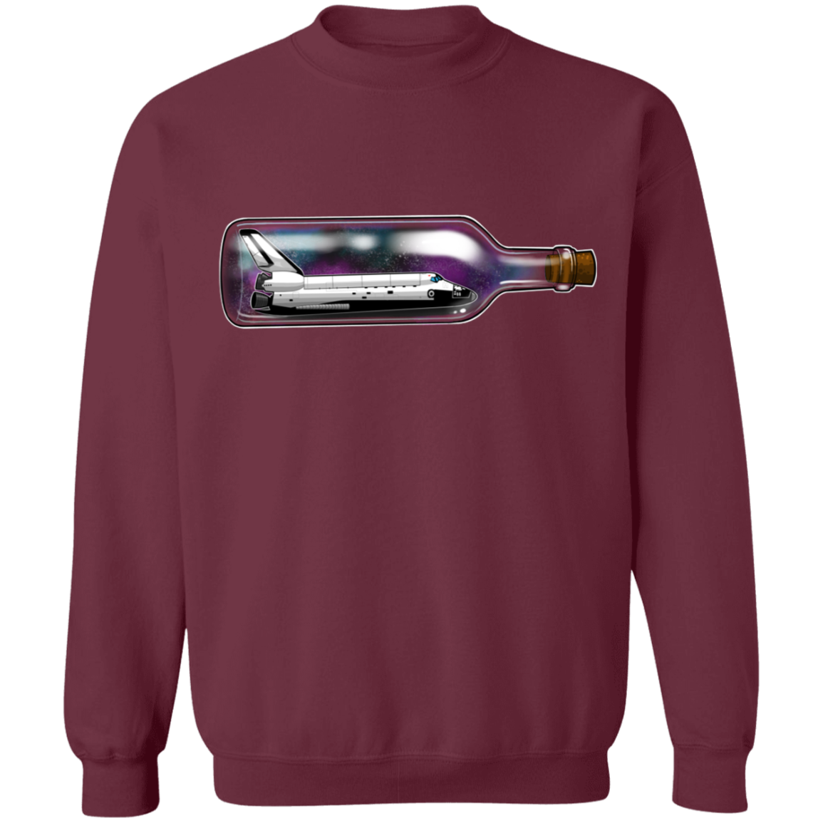 Spacecraft in a Bottle Spaceship Crewneck Pullover Sweatshirt
