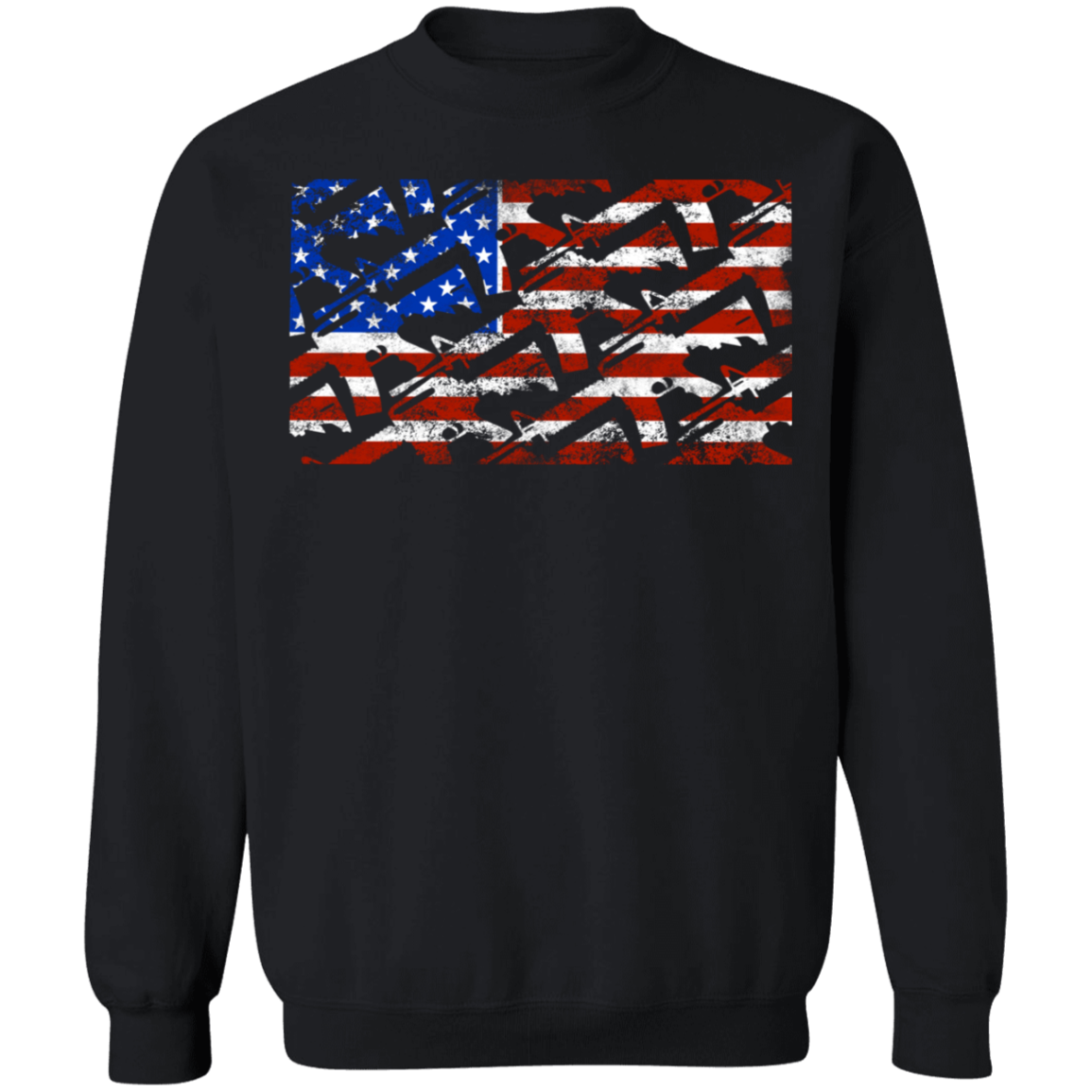 Rifle Firearm American Flag Crewneck Sweatshirt