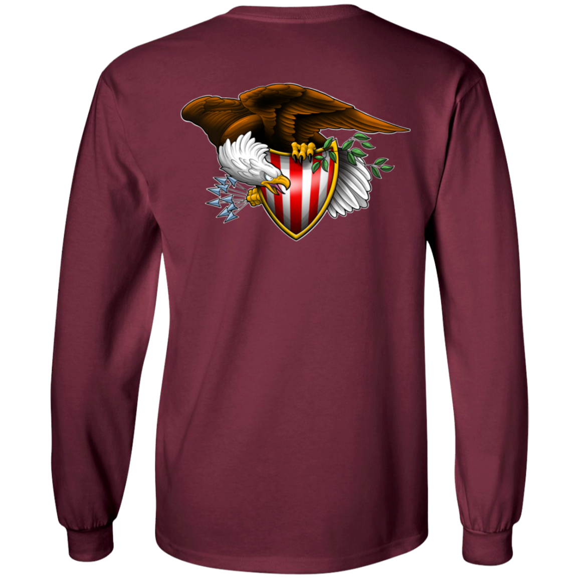 Patriot American Bald Eagle Double Sided Long Sleeve T-Shirt