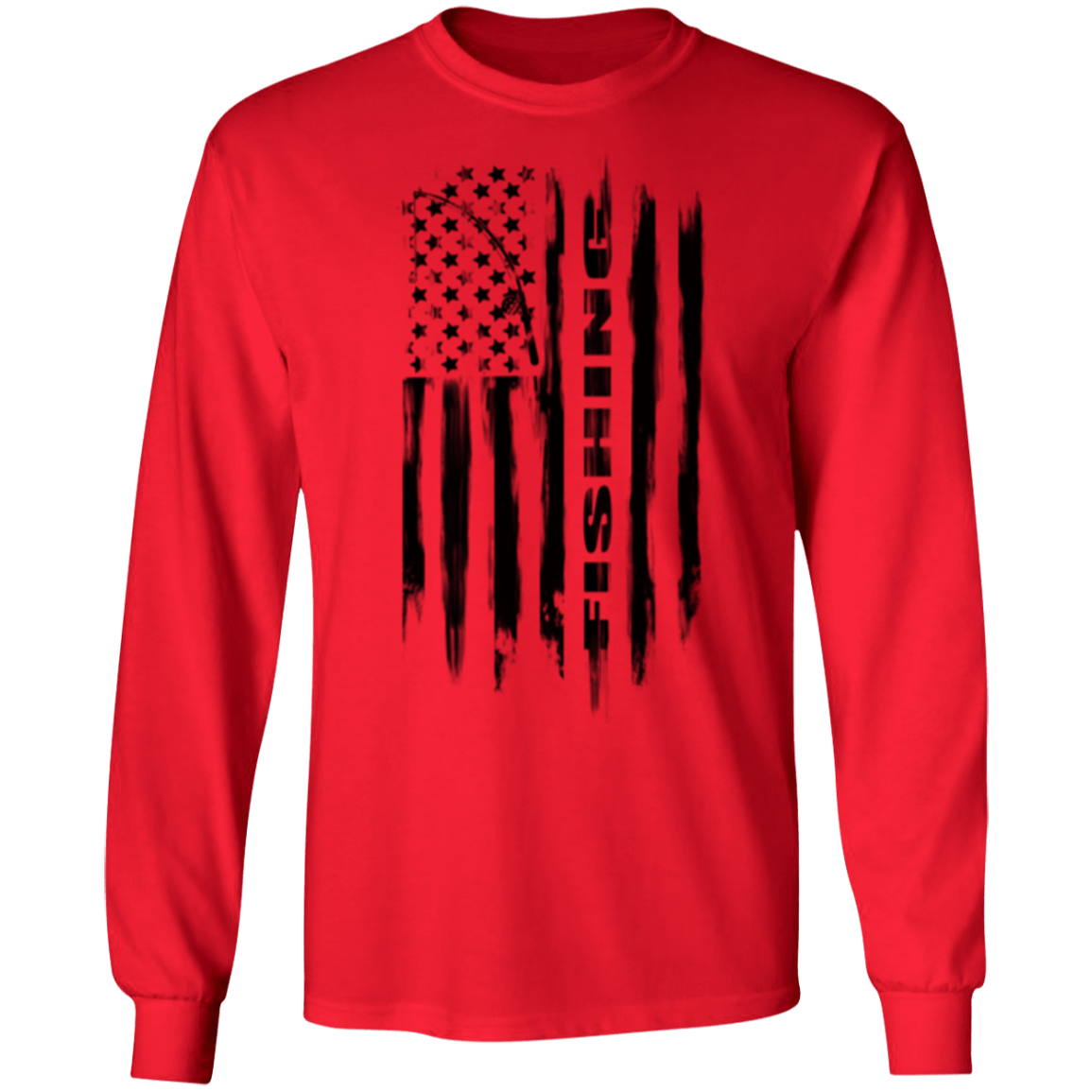 Fishing Saltwater Fresh Water Fish American Flag Long Sleeve T-Shirt