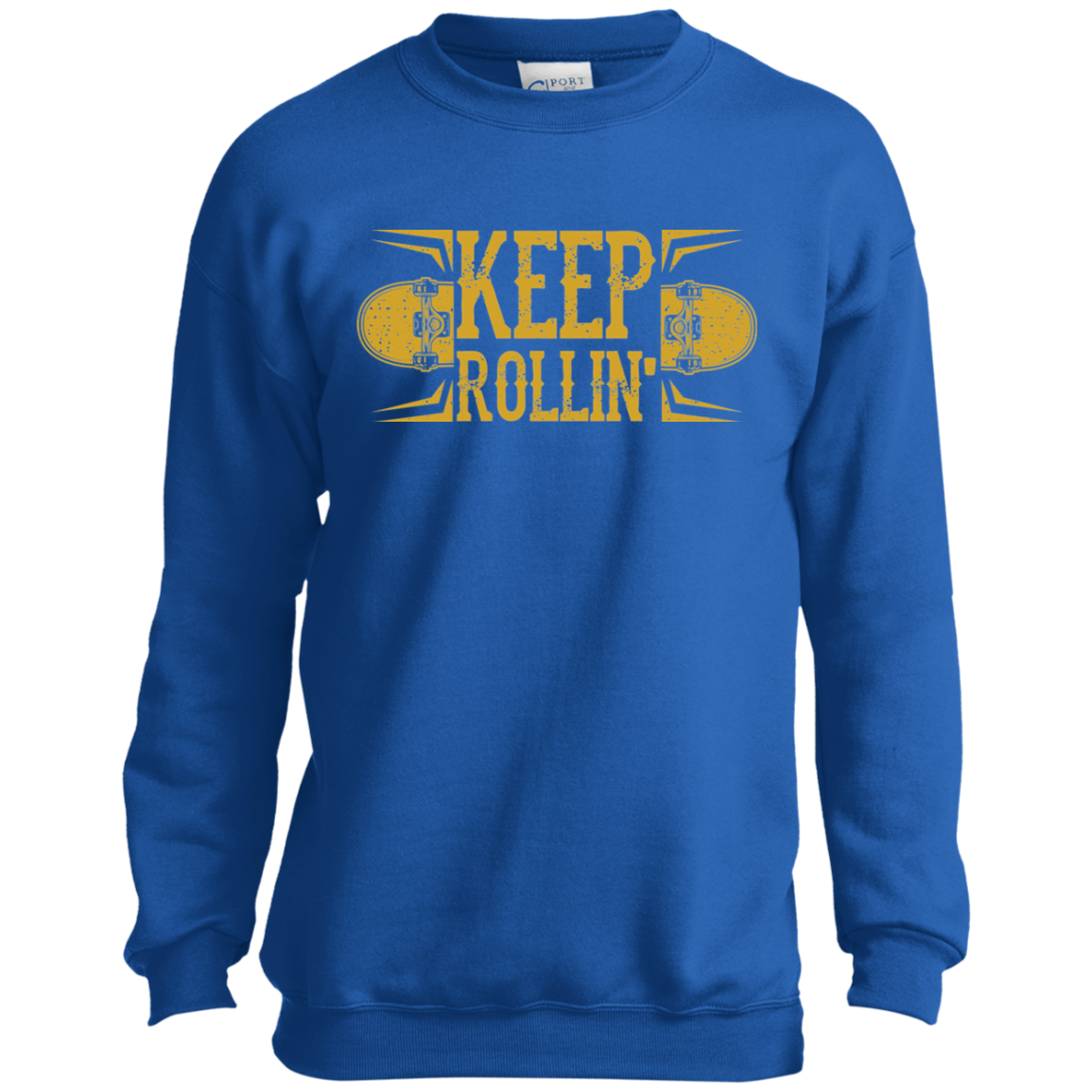 Keep Rolling Skateboarding Skateboarder Youth Crewneck Sweatshirt