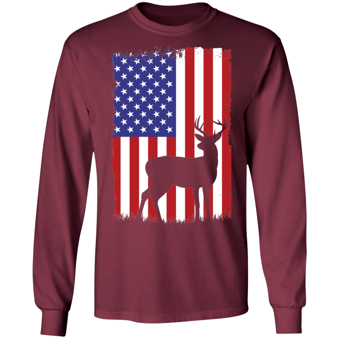 American Flag Hunting Hunter Long Sleeve T-Shirt