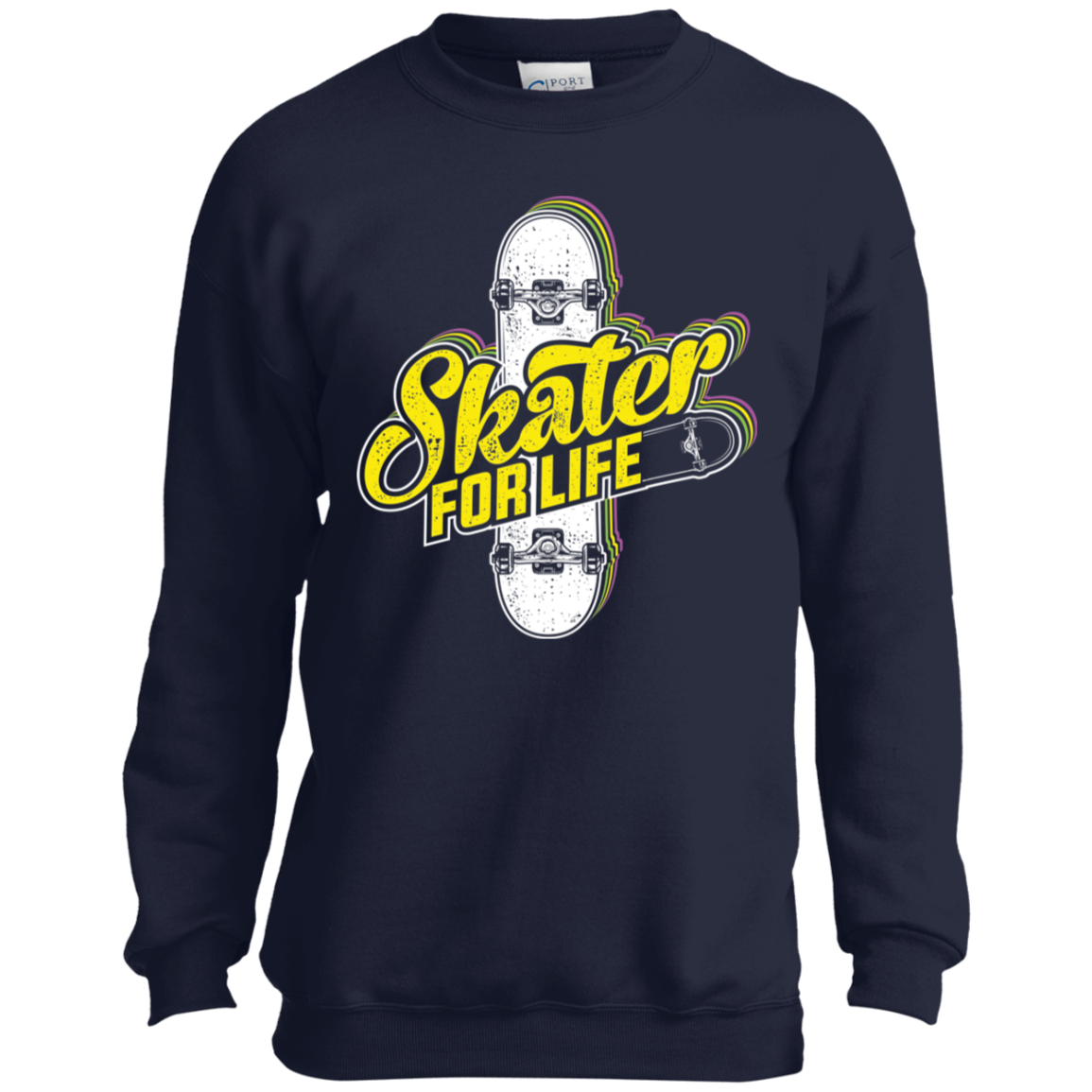 Skater For Life Skateboarding Youth Crewneck Sweatshirt