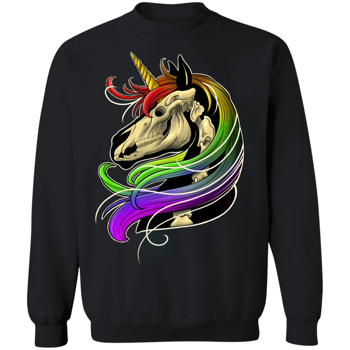 Rainbow Skeleton Unicorn Crewneck Pullover Sweatshirt