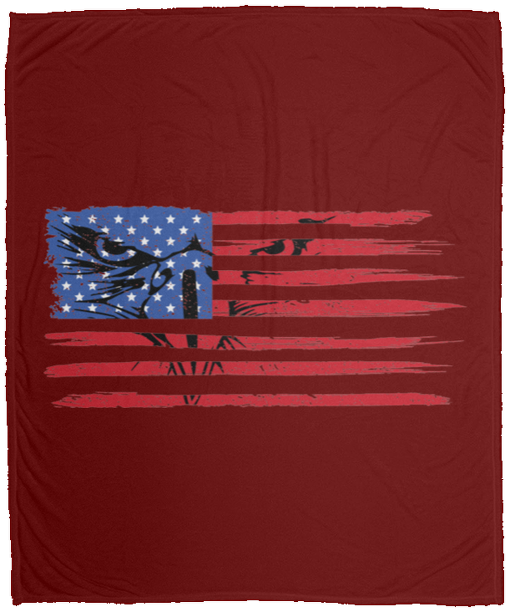 American Flag Bald Eagle Patriot Fleece Blanket - 50x60