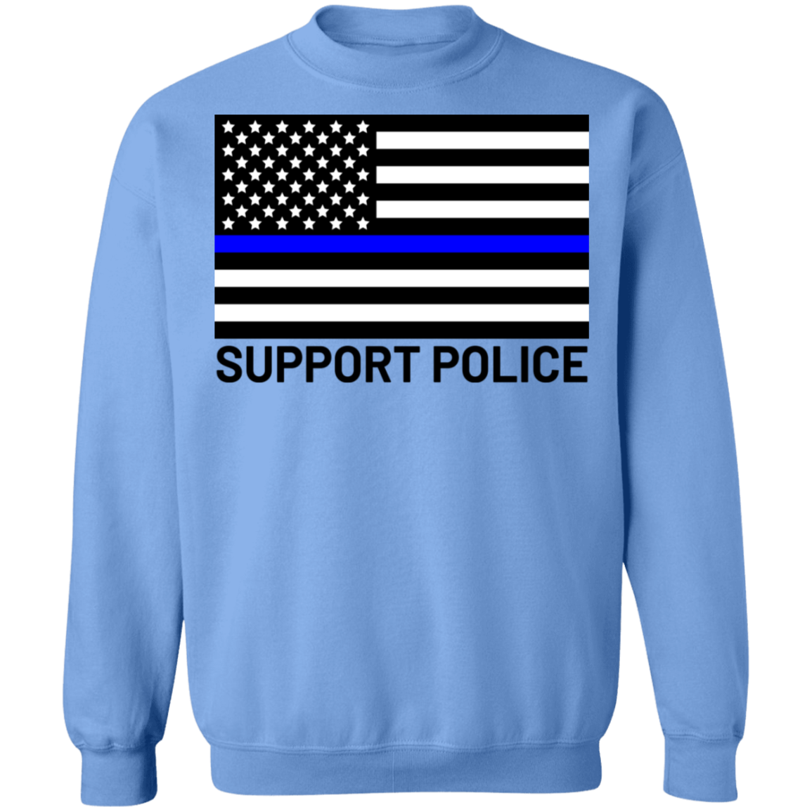 Support Police Blue Line American Flag Crewneck Sweatshirt