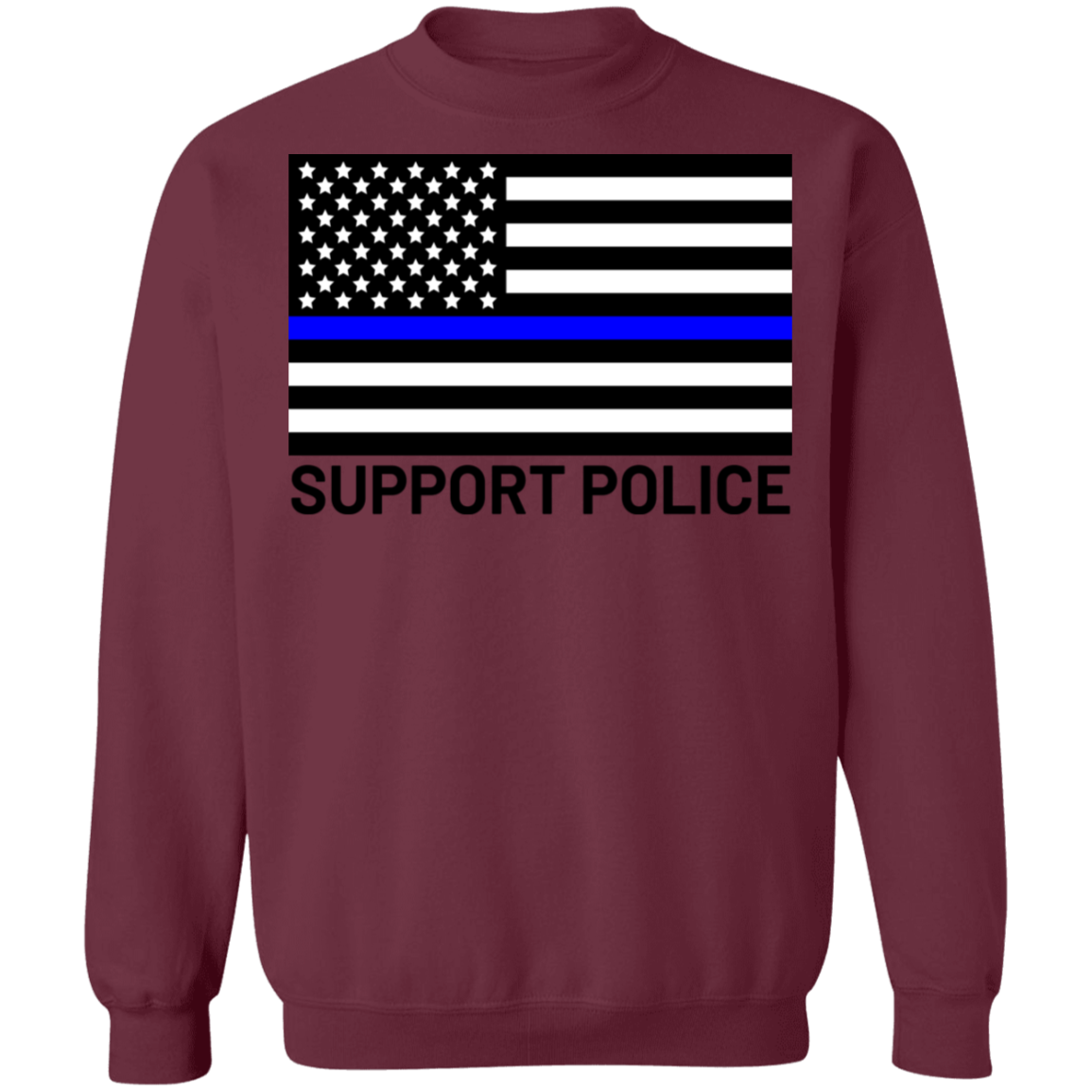 Support Police Blue Line American Flag Crewneck Sweatshirt