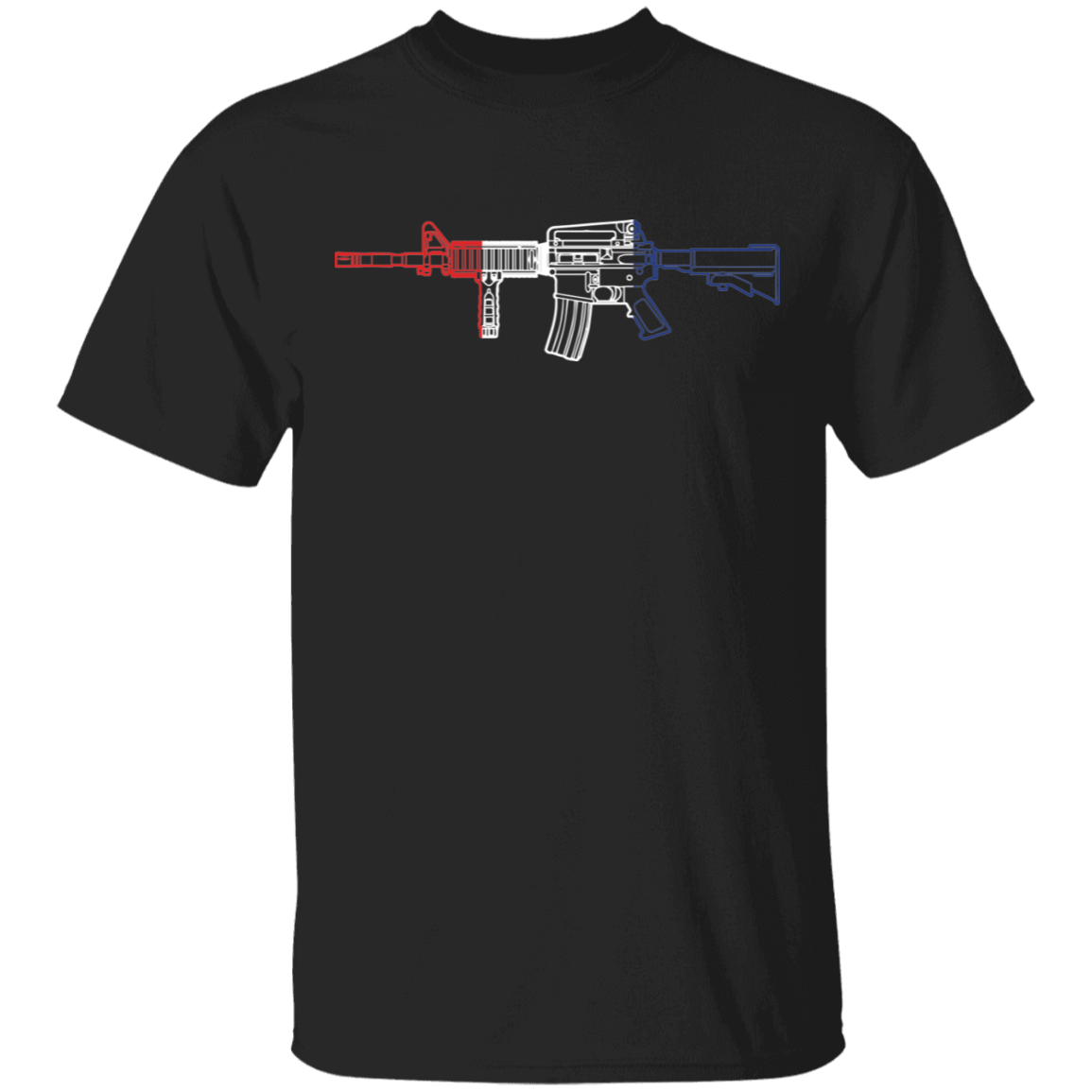 AR-15 Firearm Rifle Red White Blue T-Shirt