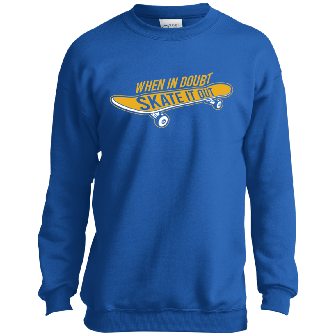 When In Doubt Skate it Out Skateboarding Youth Crewneck Sweatshirt