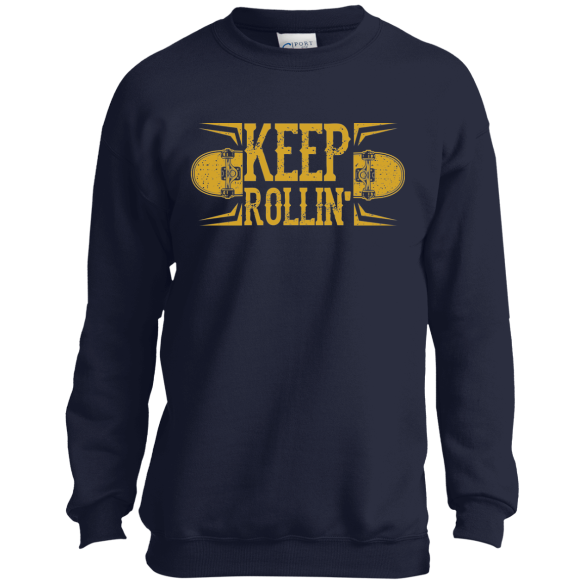 Keep Rolling Skateboarding Skateboarder Youth Crewneck Sweatshirt
