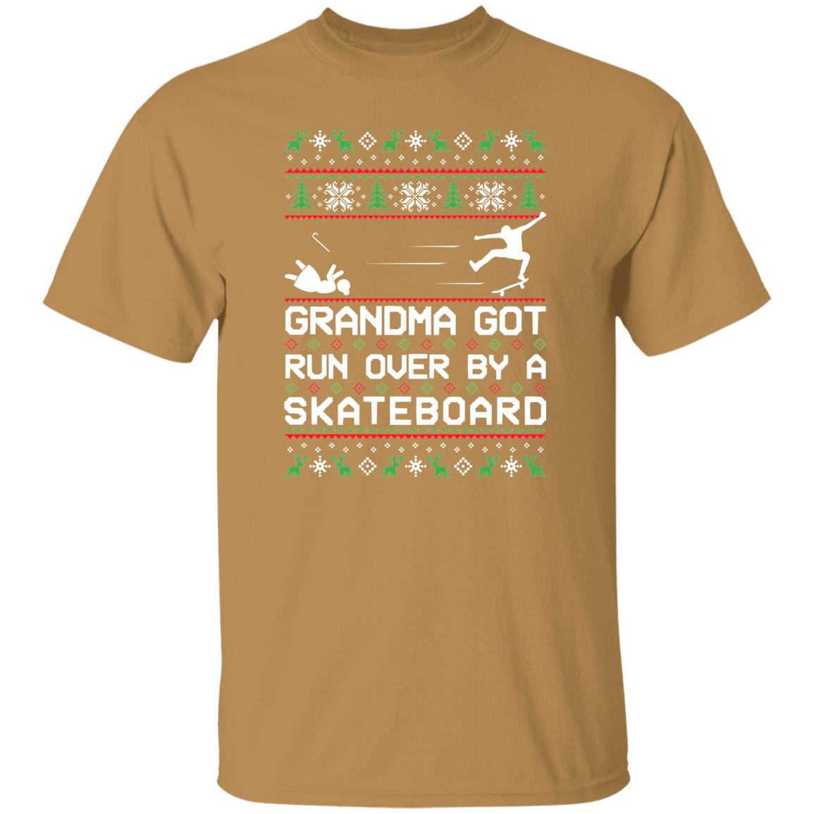 Skateboard Grandma Got Run Over Funny Ugly Christmas T-Shirt