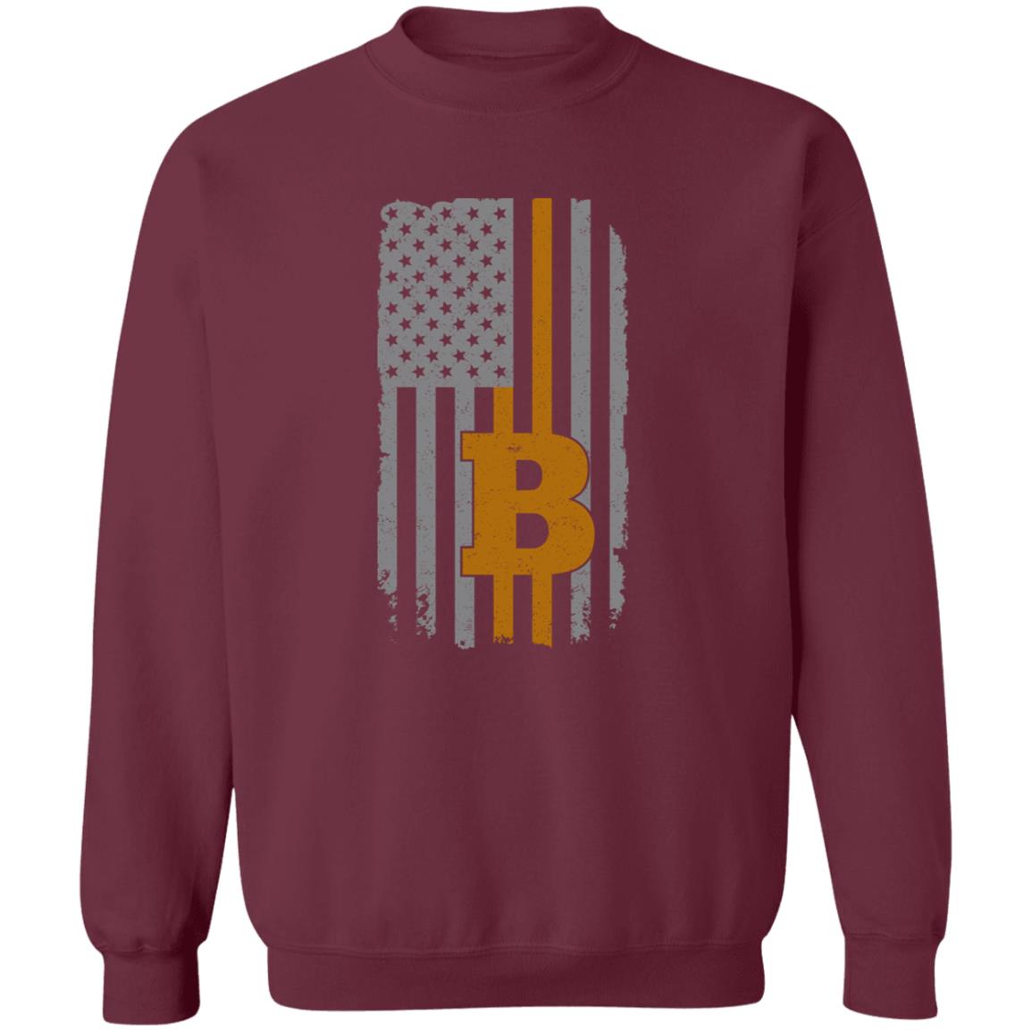 BTC Bitcoin American Flag Crewneck Sweatshirt
