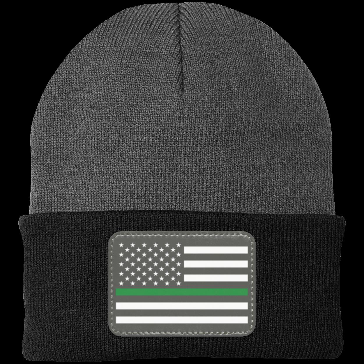 Green Line Military American Flag USA Patriot Knit Cap Beanie