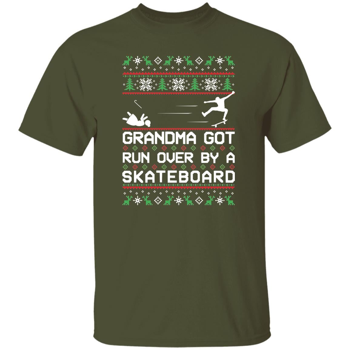 Skateboard Grandma Got Run Over Funny Ugly Christmas T-Shirt