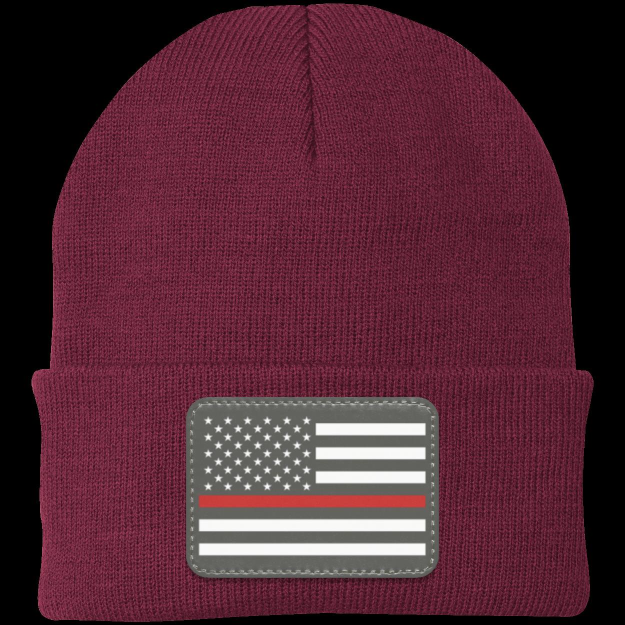 Red Line Firefighter First Responder American Flag Patriot Knit Cap Beanie