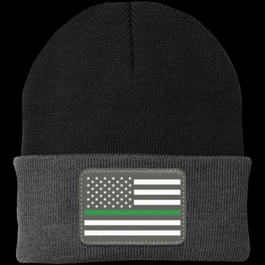 Green Line Military American Flag USA Patriot Knit Cap Beanie