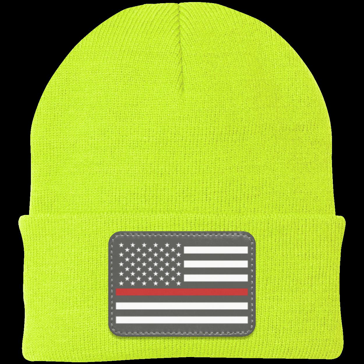 Red Line Firefighter First Responder American Flag Patriot Knit Cap Beanie