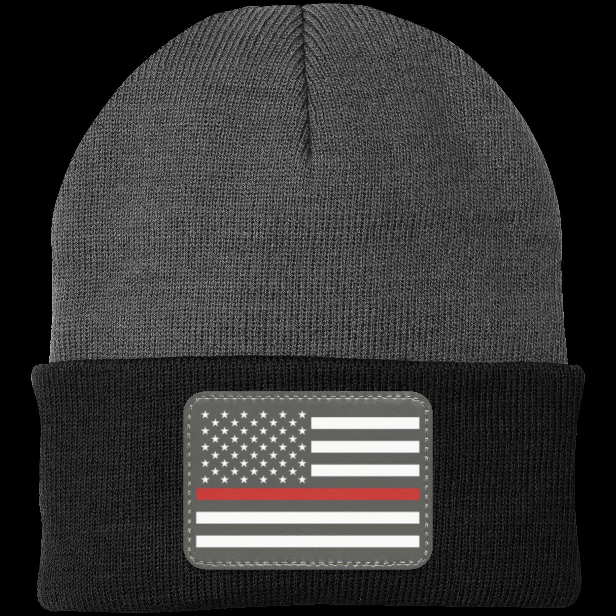 Red Line Firefighter First Responder American Flag Patriot Knit Cap Beanie