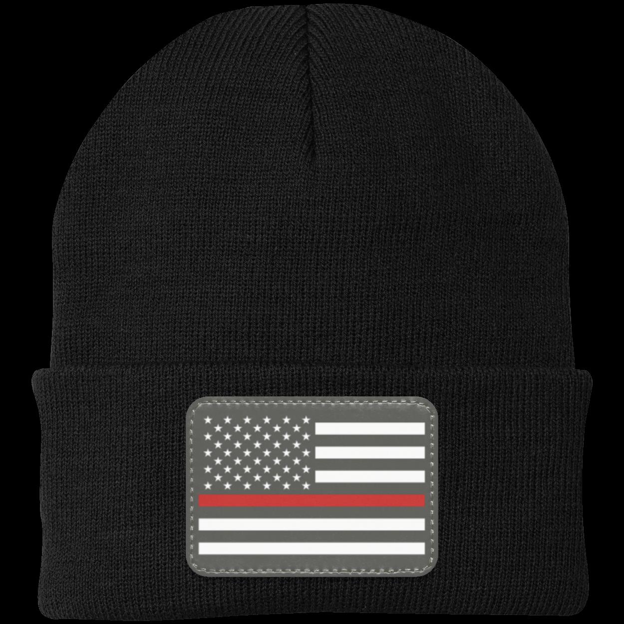 Red Line Firefighter First Responder American Flag Patriot Knit Cap Beanie