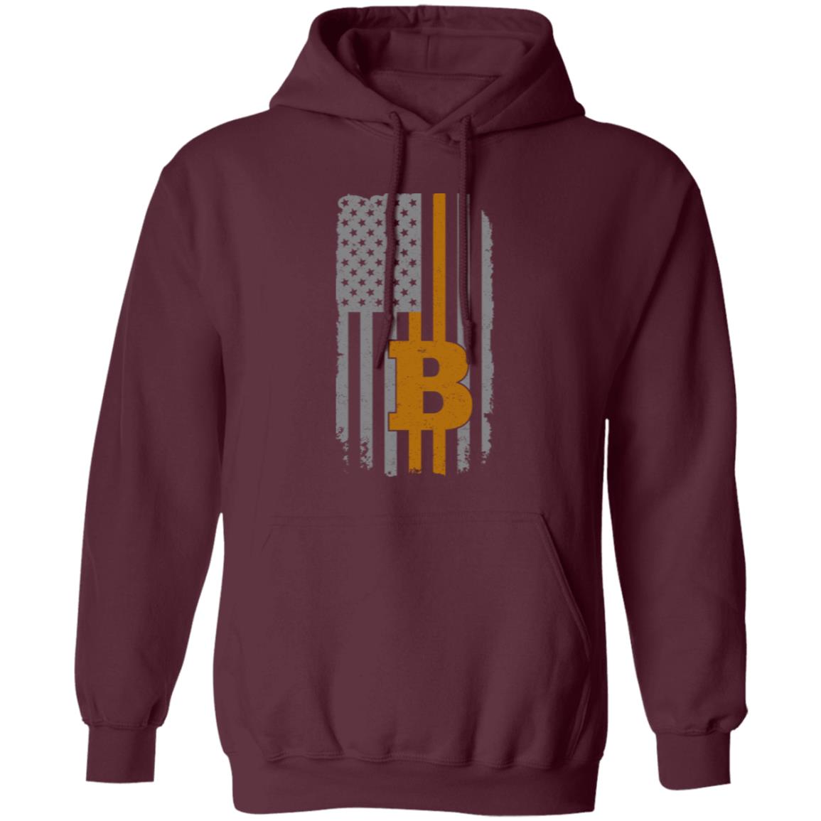 BTC Bitcoin American Flag Pullover Hoodie