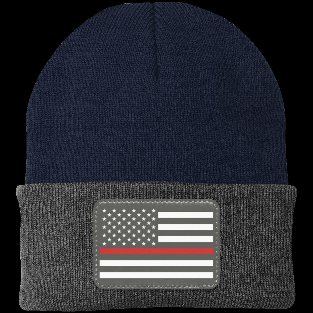 Red Line Firefighter First Responder American Flag Patriot Knit Cap Beanie