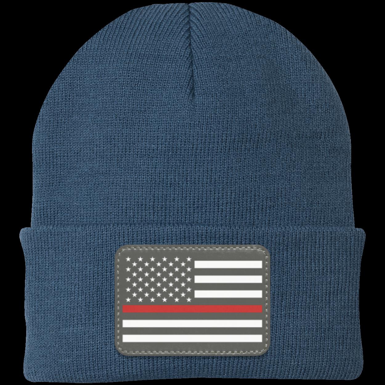 Red Line Firefighter First Responder American Flag Patriot Knit Cap Beanie