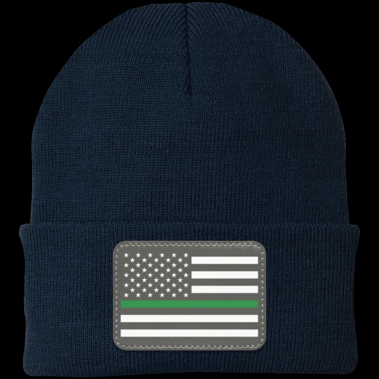 Green Line Military American Flag USA Patriot Knit Cap Beanie