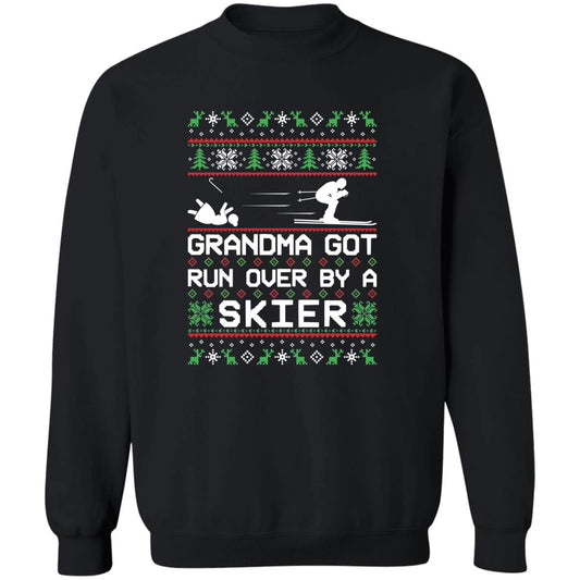 Skier Skiing Grandma Got Run Over Ugly Christmas Sweater Crewneck Sweatshirt