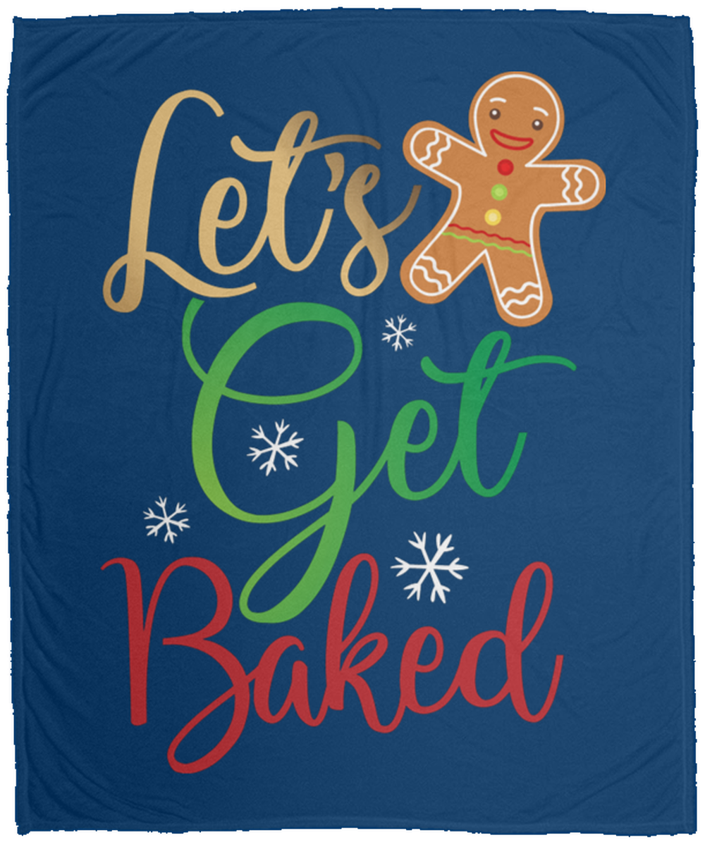 Let's Get Baked Gingerbread Man Christmas Fleece Blanket - 50x60