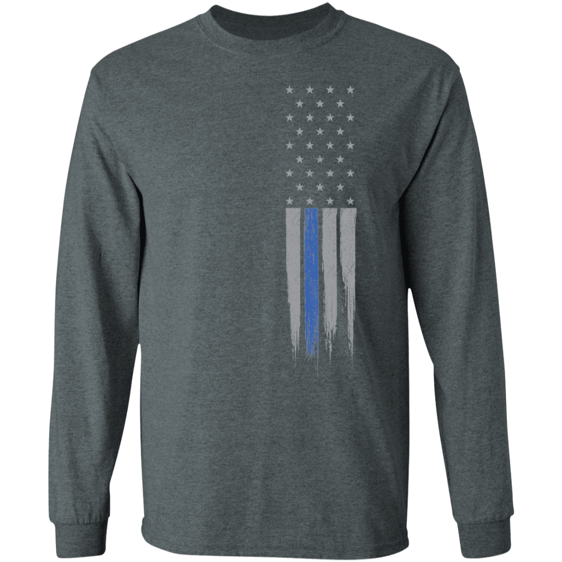 Police Officer Thin Blue Line American Flag Long Sleeve T-Shirt