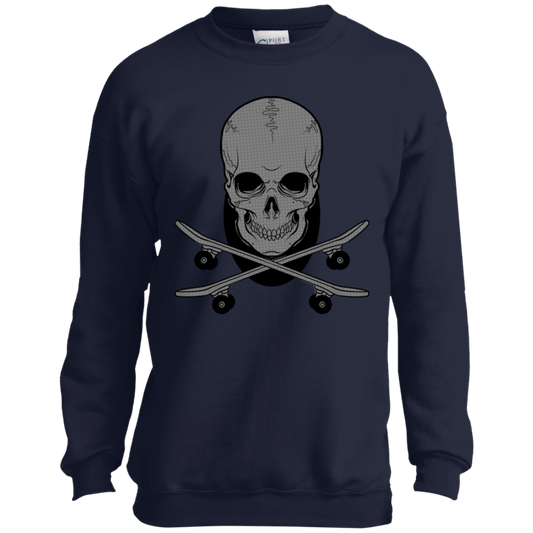 Skateboarding Skull Skateboard Youth Crewneck Sweatshirt