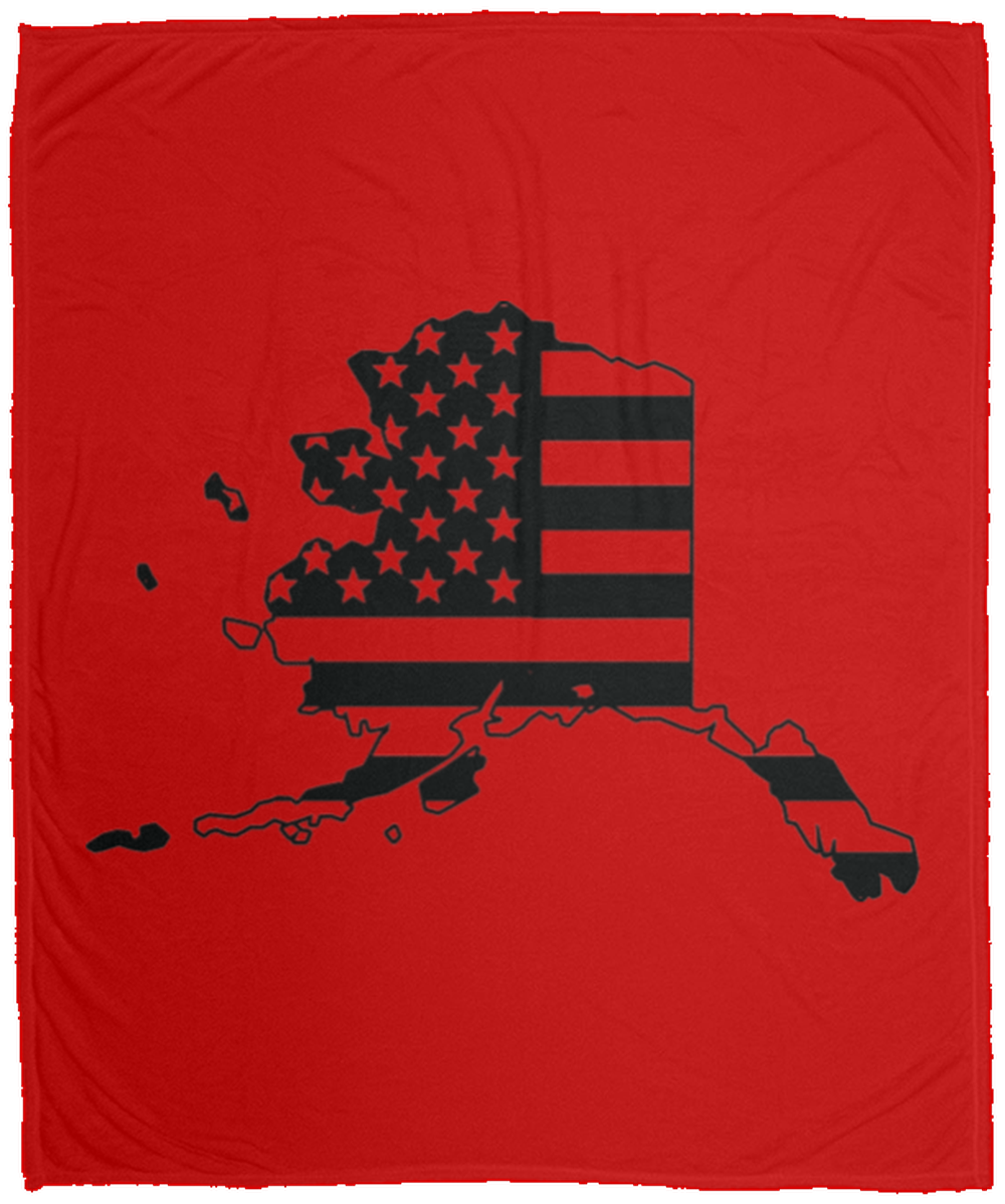Alaska AK American Flag State Fleece Blanket - 50x60