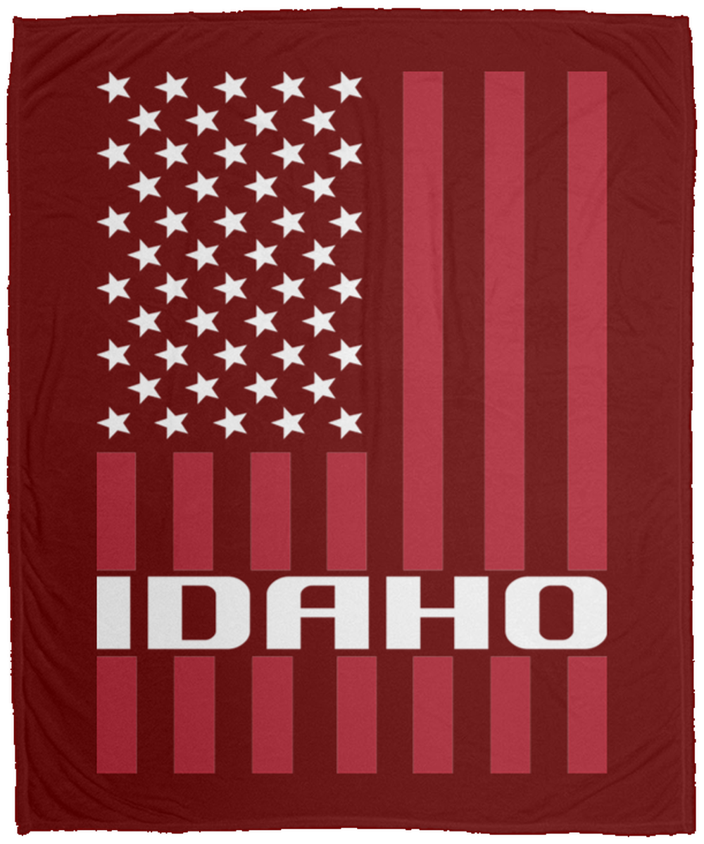 Idaho American Flag Fleece Blanket - 50x60