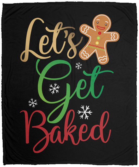 Let's Get Baked Gingerbread Man Christmas Fleece Blanket - 50x60