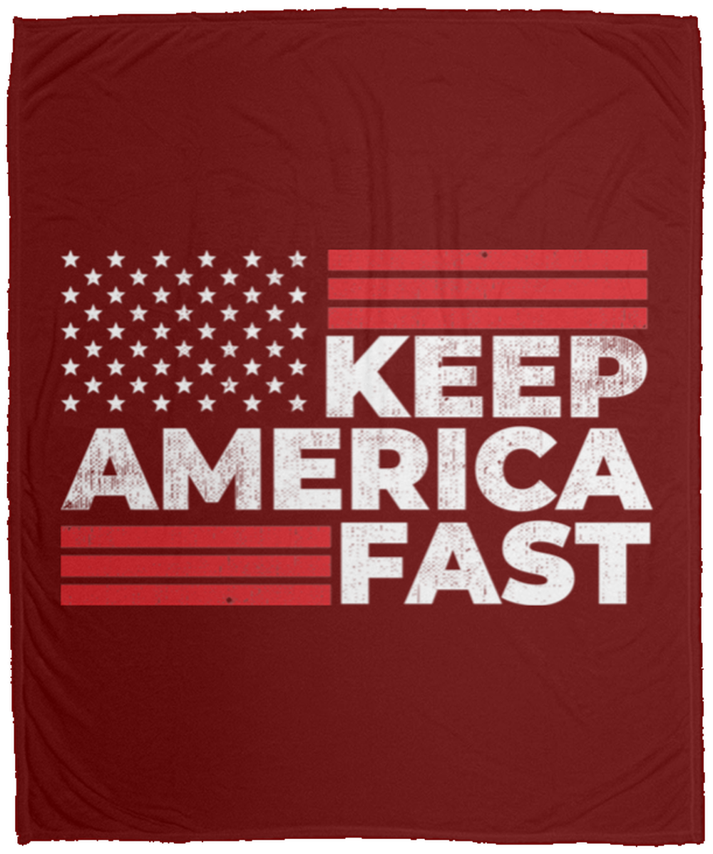 Keep America Fast American Flag Racing Fleece Blanket - 50x60