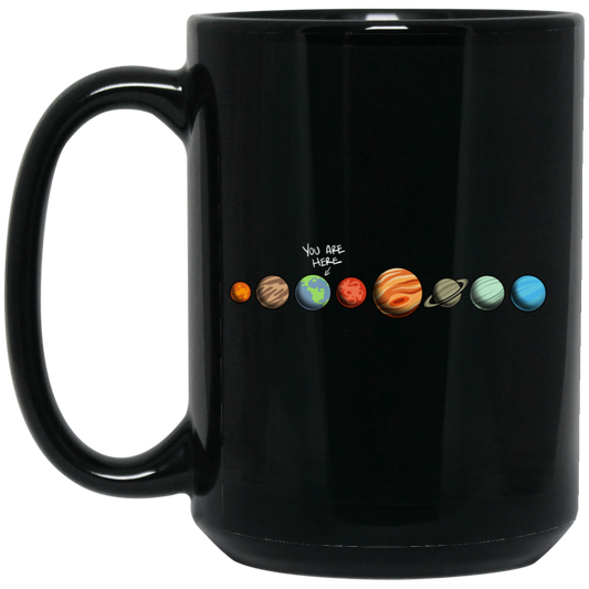 Solar System You Are Here Earth 15 oz. Black Coffee Mug